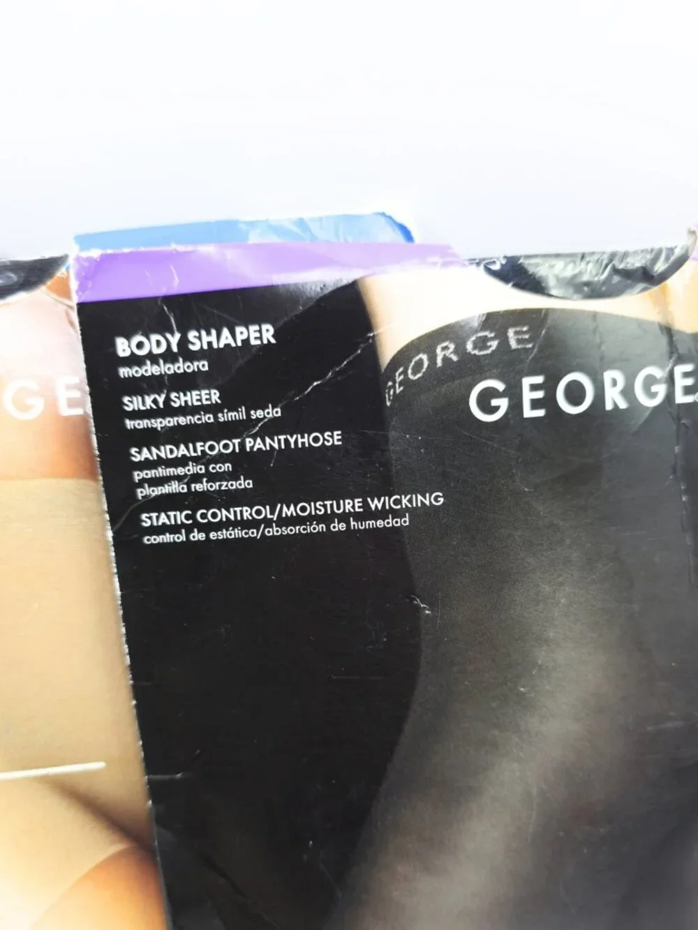 George Women's Plus Nude & Black Control Top & Body Shaper Pantyhose - Set of 3
